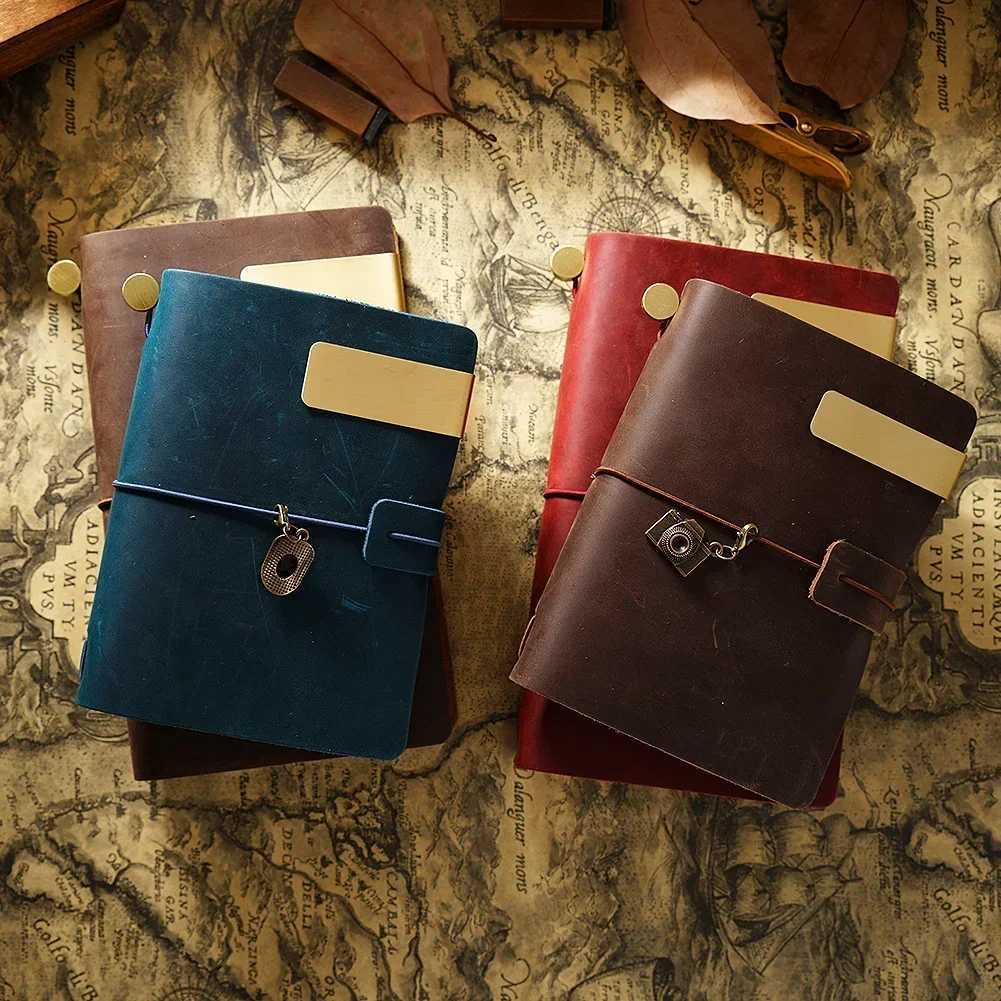 Genuine Leather Journal Travelers Notebook Retro Handmade Diary Portable Sketchbook Cowhide Gift Planner Engraved H260617