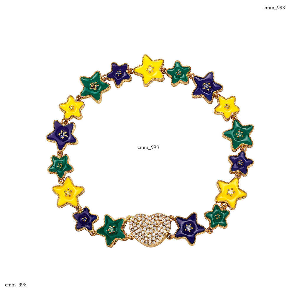 Brazil Soccer Team Color Pendant Necklace Luminous Oil Drop Pentagram Bracelet Dopamine Accessories Trendy Jewelry