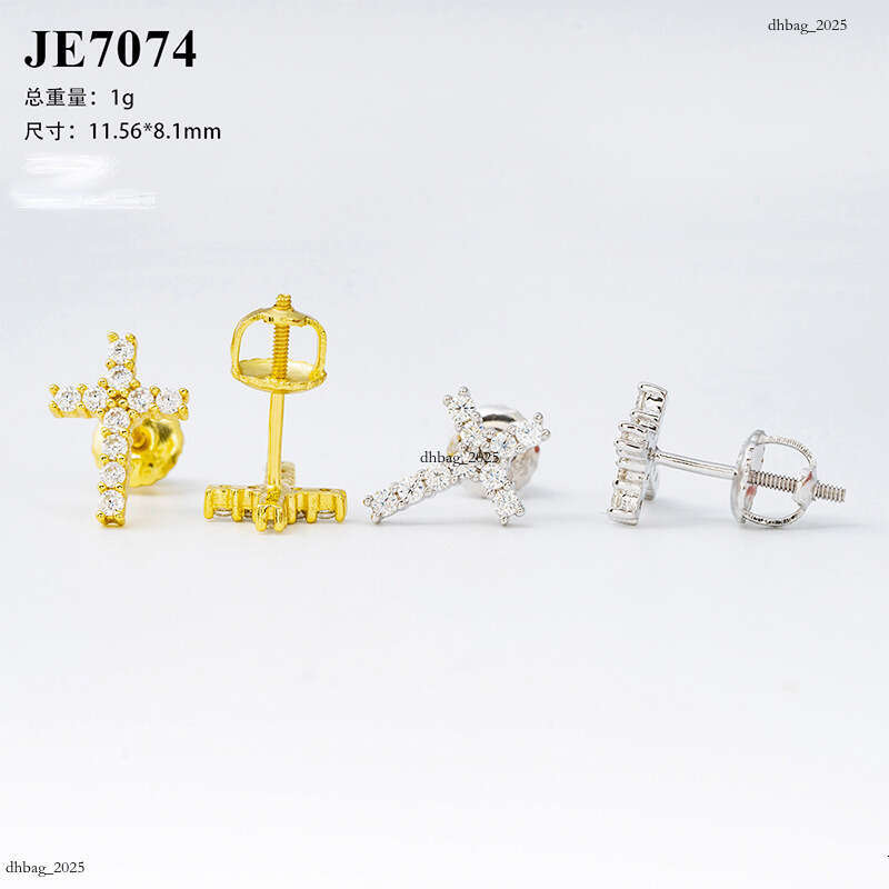 ICED OUT New Sier Inlaid Moissanite Cross Earrings
