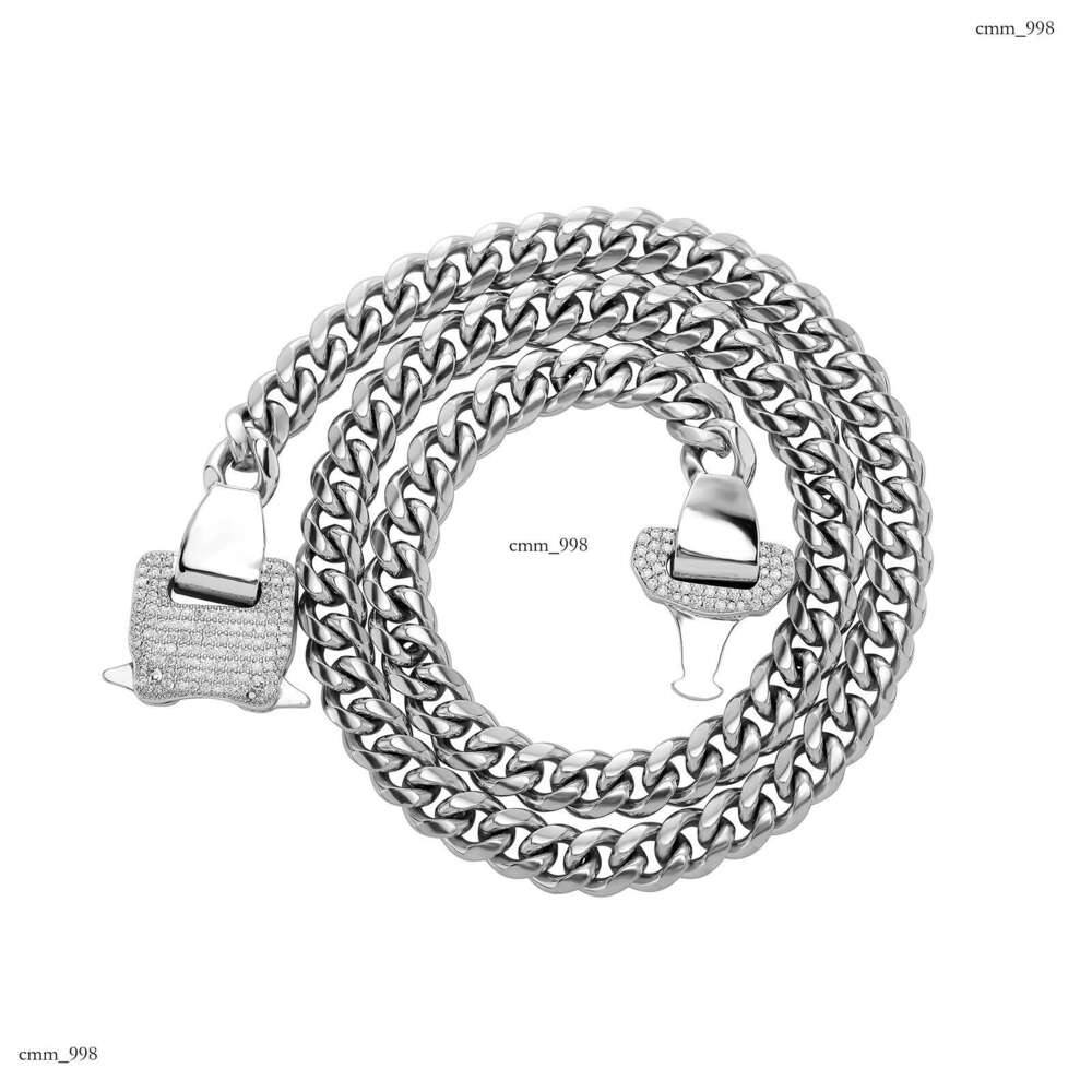 Functional Style 10MM Titanium Cuban Chain Hip-Hop Sterling Silver Trendy Necklace Unisex Simple Jewelry
