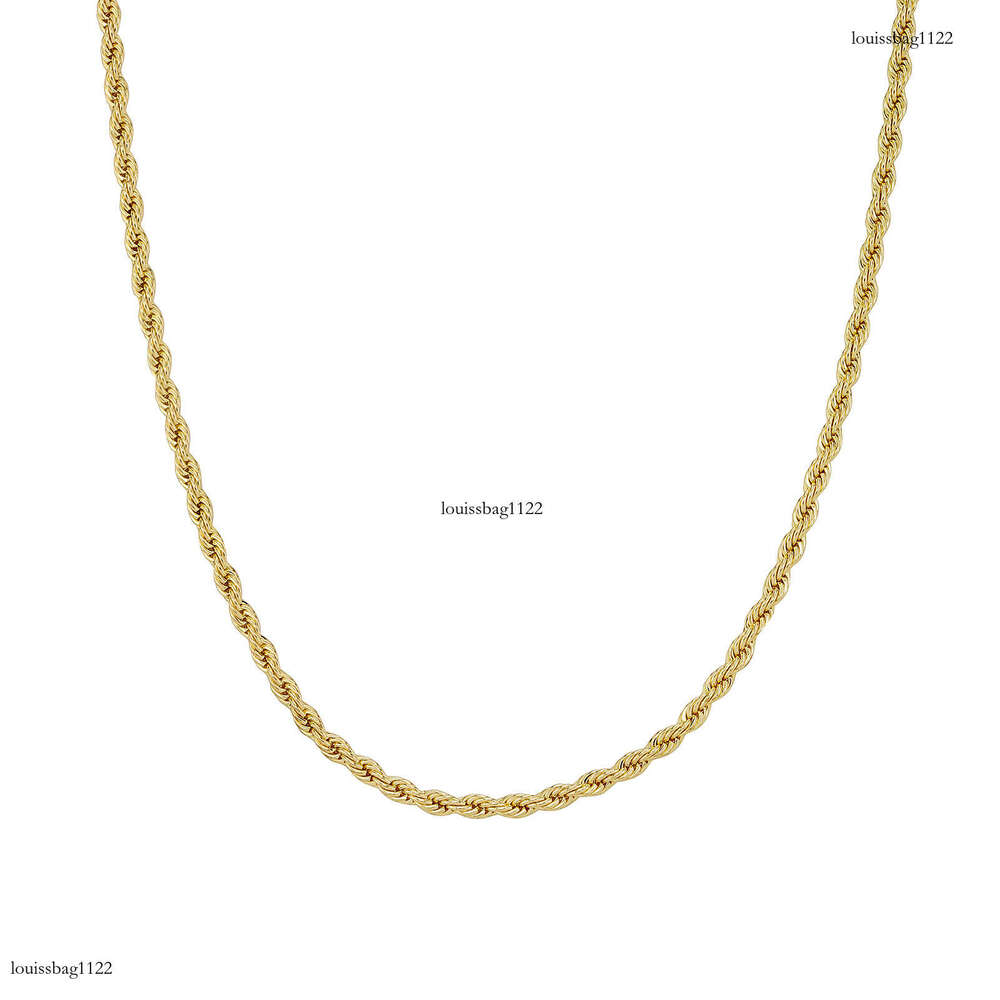 Hip Hop Plain Chain 3mm Dense Sterling Silver Twist Necklace Color Retention Electroplated Twisted Rope Bracelet
