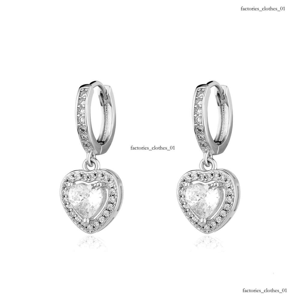 Minimalist Heart Zircon for Women, Unique Sterling Silver Micro-inlaid Zircon, Gold-plated Round Dia Earrings