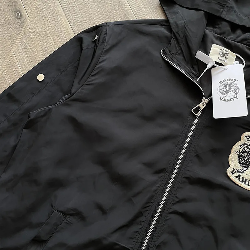 SAINT VANITY Embroidered willow nail sports style casual trench coat 250805