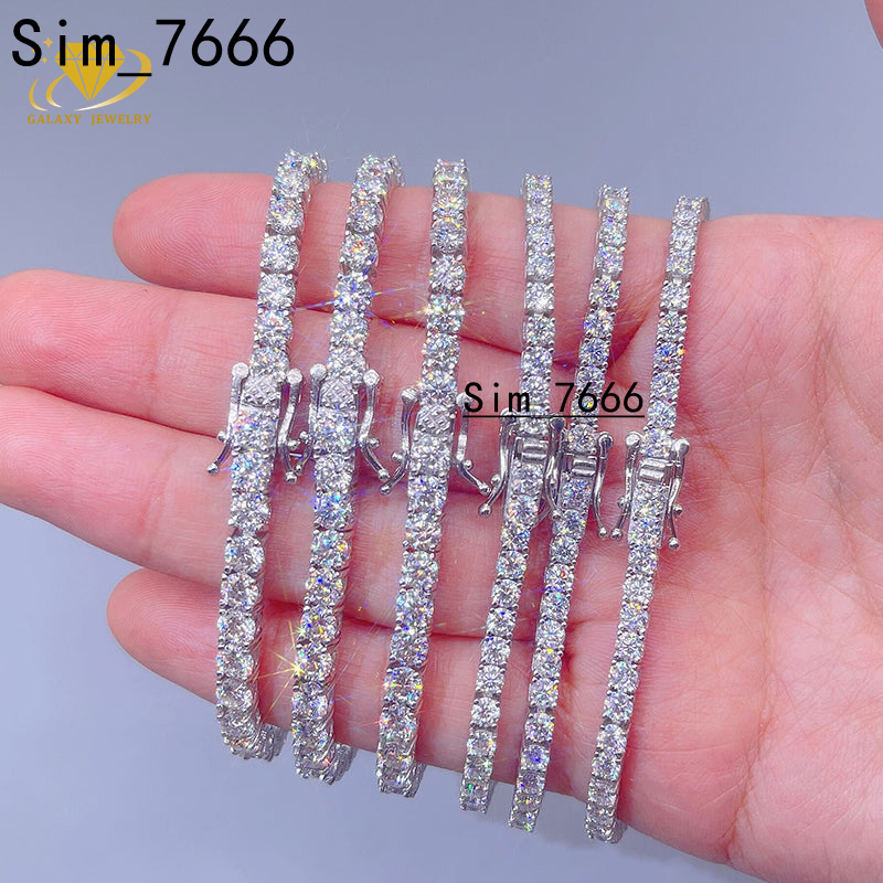 Cheapest Price RTS Vvs Moissanite Bracelet 925 Sterling Silver 2mm 3mm 4mm 5mm 6.5mm Moissanite Tennis Bracelet Chain