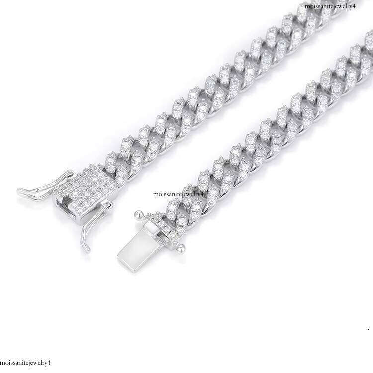 Fashion Single Row 6mm 10mm GRA Moissanite Solid Sier Hip Hop Necklace Rapper Cuban Link Chain