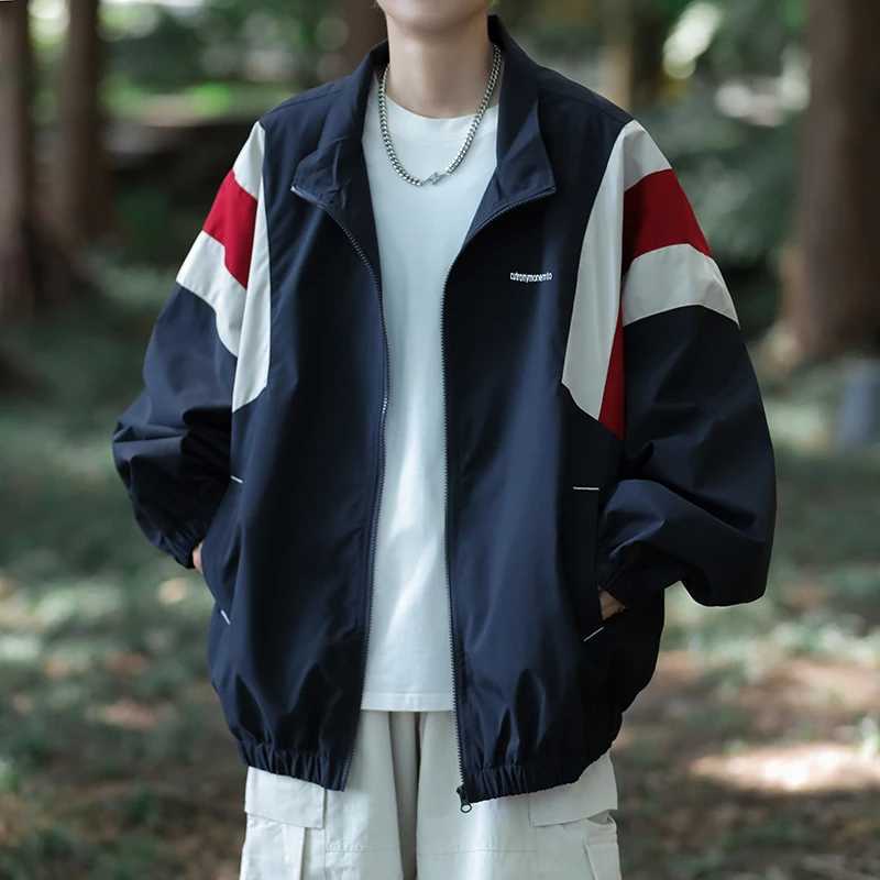 Japanese Color-blocking Jacket Mens Spring and Autumn Outdoor Functional Mountaineering Suit Trendy Loose Couple Work Jacket W250809