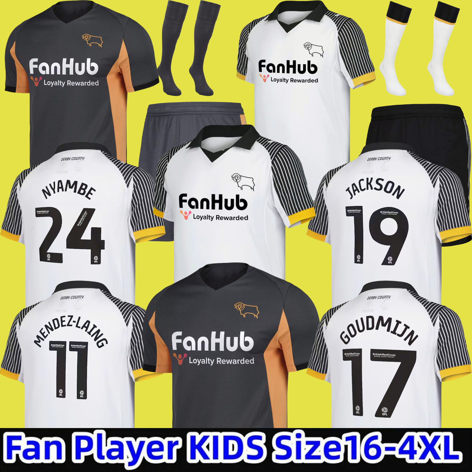 24 25 26 Derby County soccer jerseys SIBLEY CASHIN NYAMBE NELSON ELDER FORNAH BARKHUIZEN home away 2024 men kids football shirts 2025 2026