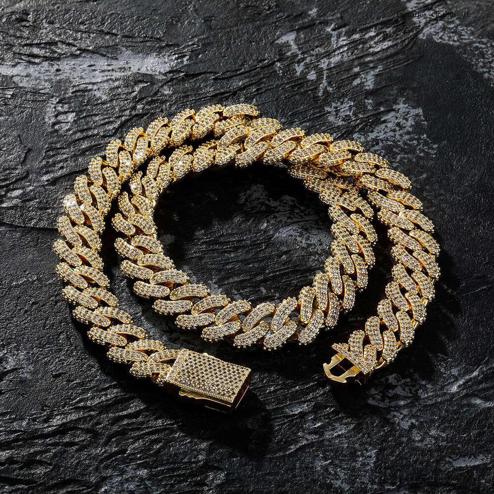 Hip Hop Full Dia Encrypted Rhombus Cuban Men's Necklace Trendy Exaggerated Bold Clavicle Chain Choker Accessories