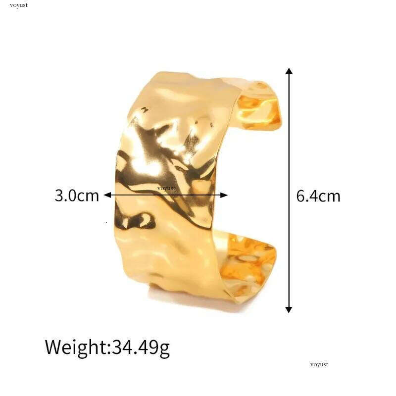 Designer Bracelet INS Gold Plating Stainless Steel Bumpy Irregular Opening Bangle High Quality Exaggerated Cuff Jewelry for Women