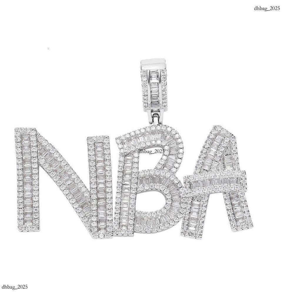 Hip Hop Necklace for Men Square Moissanite chain Letter 26 Letters Cubic Moissanite chain Custom Free Combination