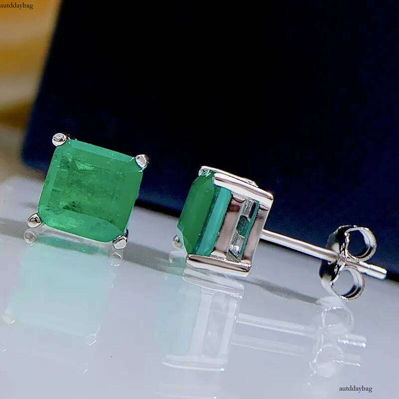 Choucong Brand New Top Sell Stud Earrings Fashion Jewelry Genuine 100% Sterling Sier Princess Cut Emerald Paraiba Party Women Wedding Earring Never Fa