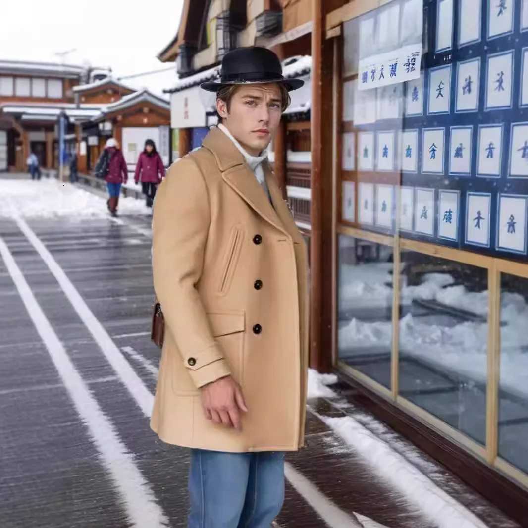 New Mens Clothing British Mens Mid to Long Length Long Sleeved Woolen Coat Jacket XJ250809