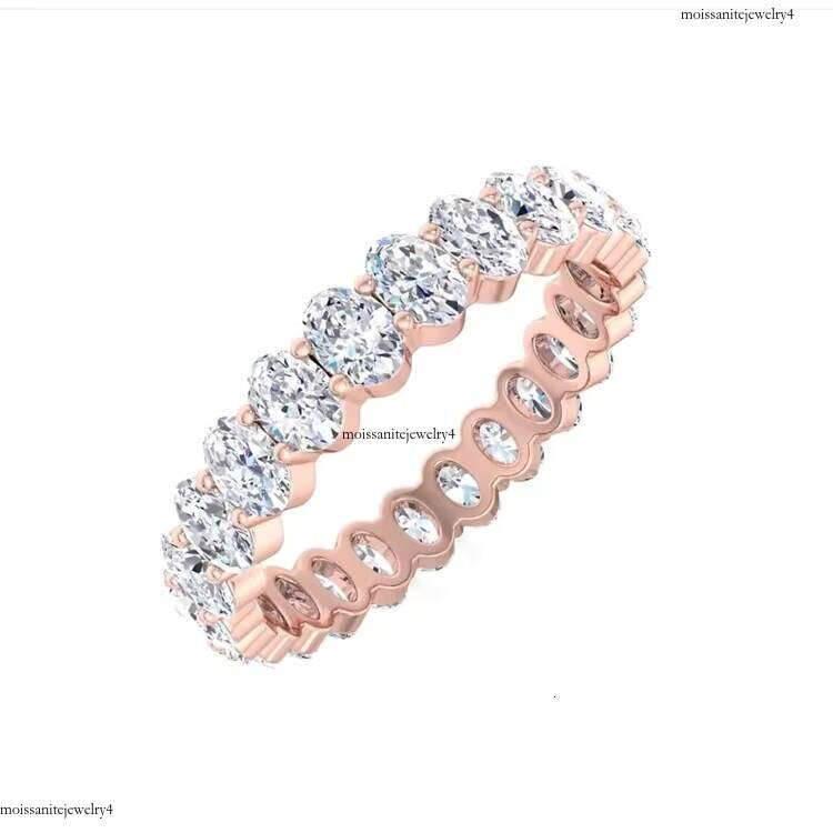 Handmade Rose Gold Oval Dia Custom Moissanite Eternity Wedding Ring Band for Women