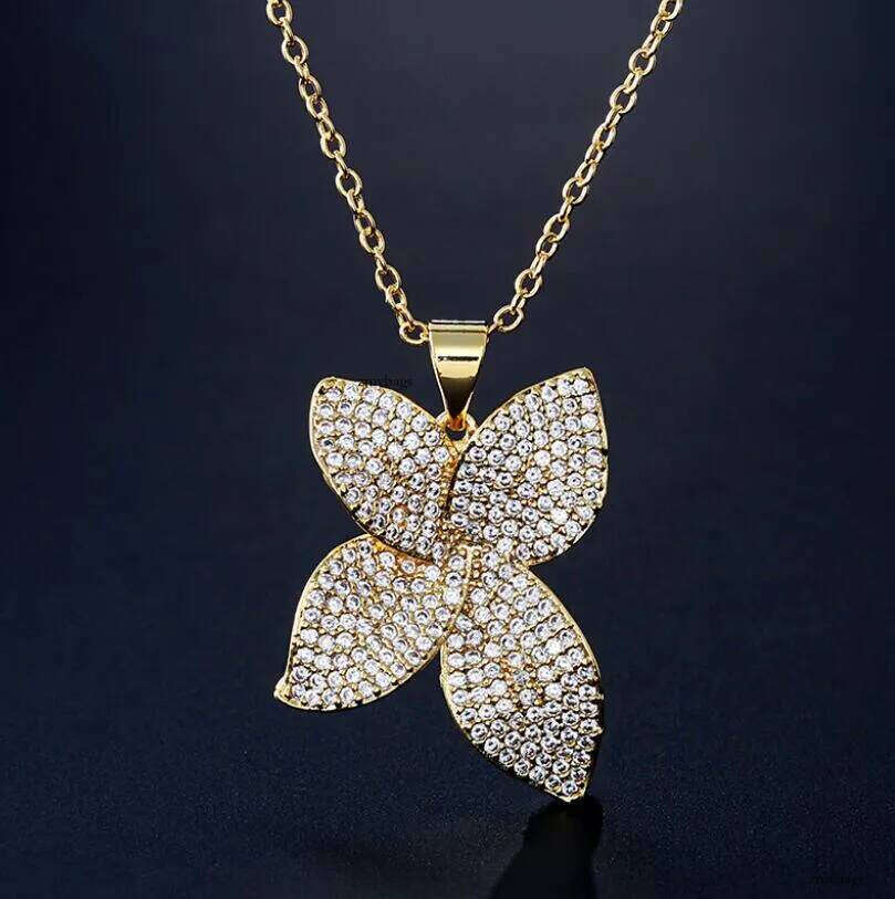2024 Choucong Brand Desginer Bow Pendant Stunning Jewelry Gold Fill Pave White Sapphire Dia Gemstones Party Wome Flower Clavicle Necklace