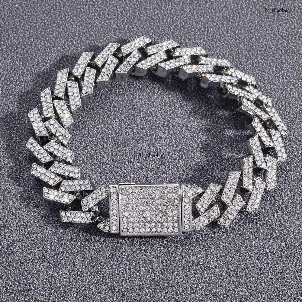 15mm Dia-Shaped Cuban Chain Alloy Inlaid with Dias Men's Cool Hip-Hop Necklace