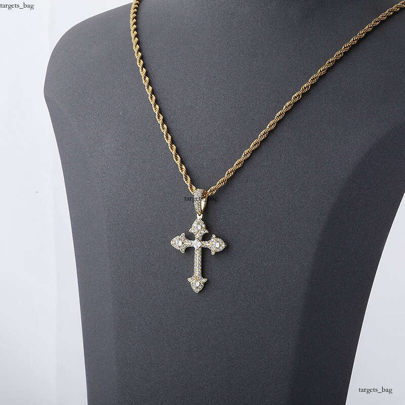 Unique Cross Pendant Full Moissanite chain Temu Necklace Jewelry