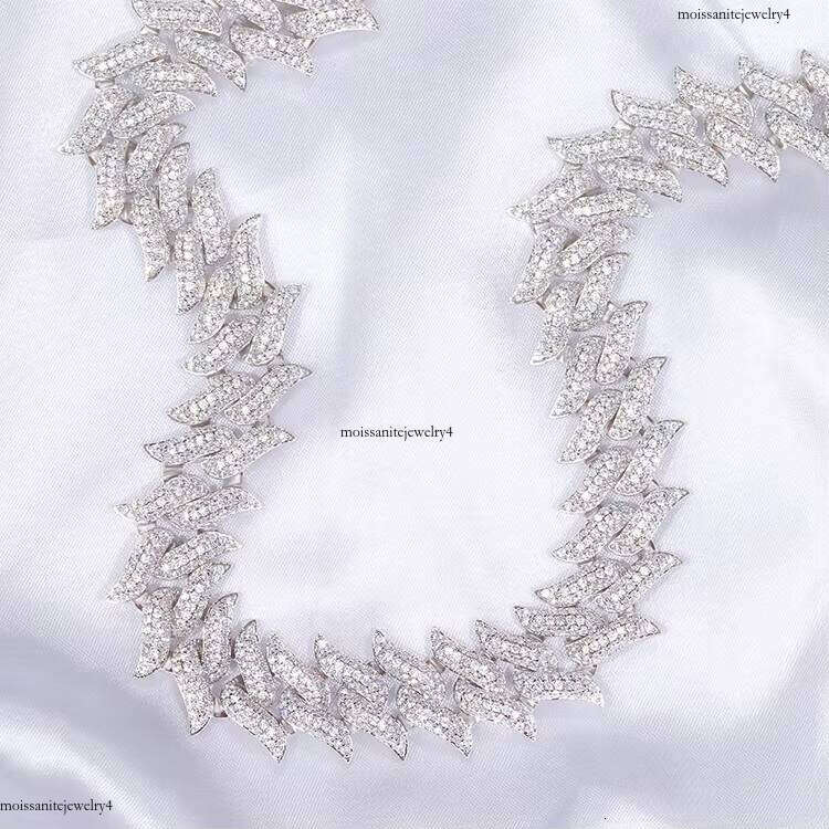 Xingguang Fashion 12mm 16mm Wide Spike Cuban Link Chain Gold Plated Iced Out Hip Hop D/VVS Moissanite Dia Jewelry Necklace