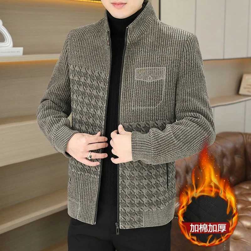 Brand Autumn Winter Patchwork Woolen Jacket Men Thickened Warm Casual Business Trench Coat Stand Collar Zipper Social Overcoat XJ250809