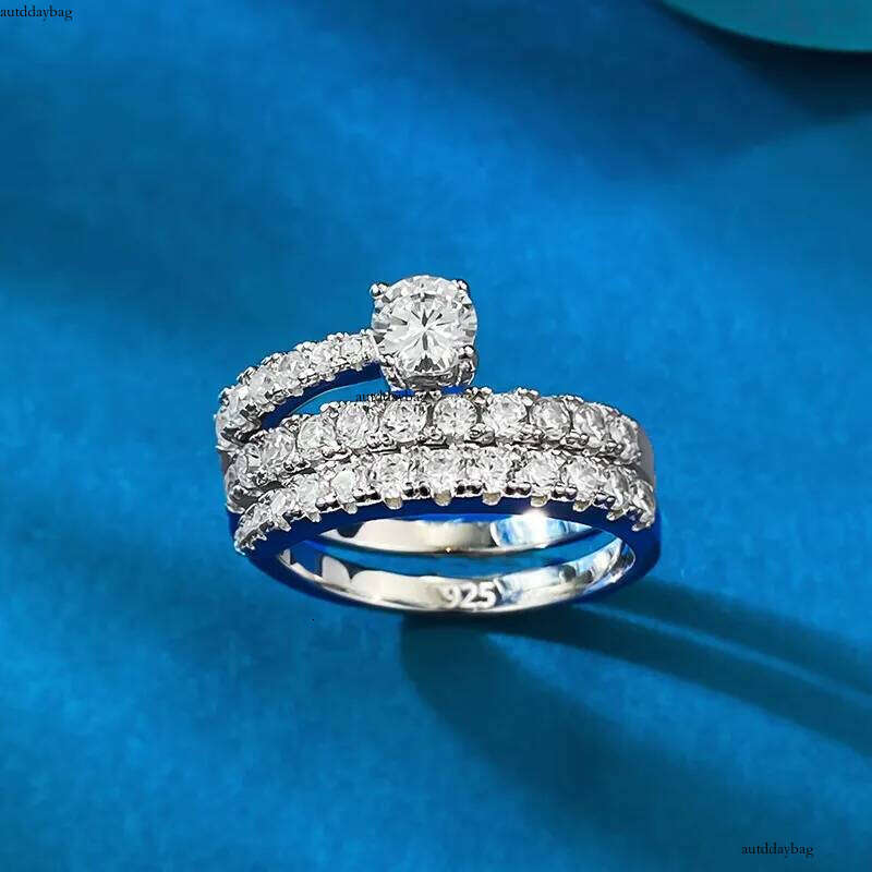Choucong Ins Top Sell Wedding Rings Simple Fine Jewelry Genuine 100% Sterling Sier Round Cut White Lab Moissanite Dia Women Wrap Open Ring Adjustable 