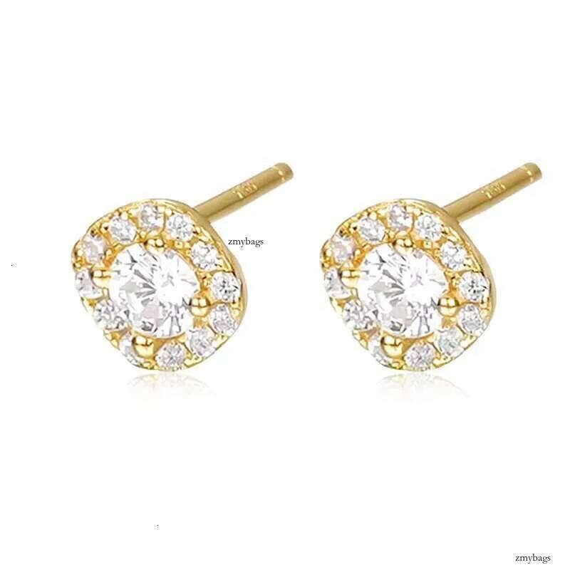 DHCollections Bestselg minimalist earrings, jewelry, women's round gold-plated zircon sier ear studs Earrings 3b