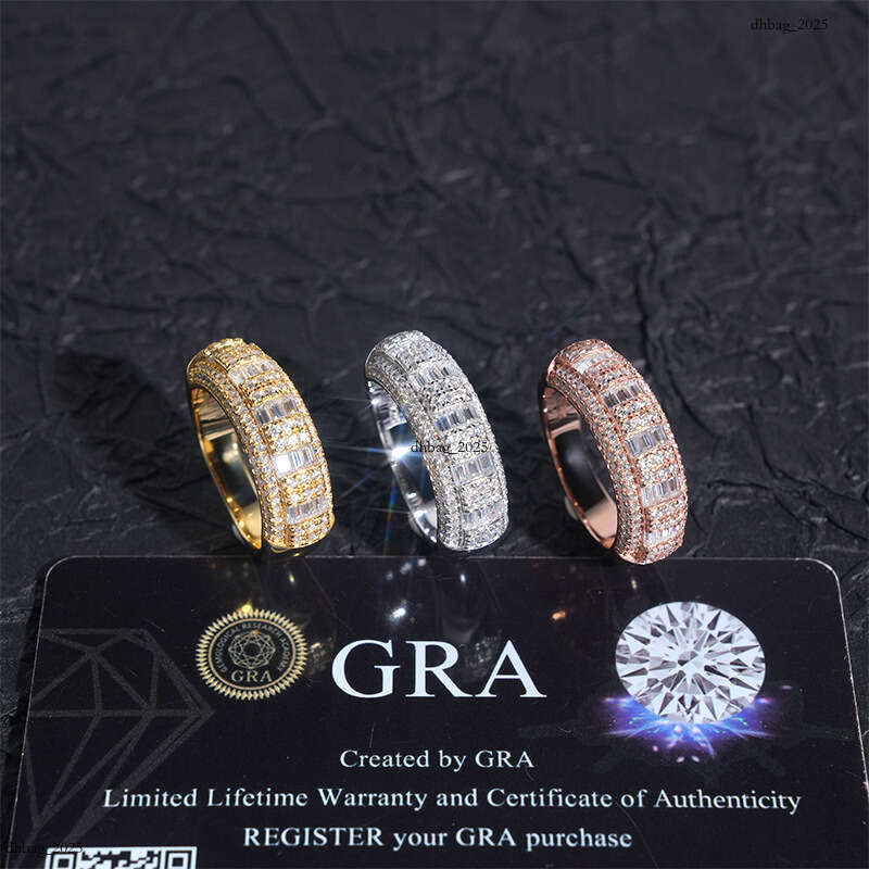 ICED OUT New Design Silver Moissanite Men Women Hip Hop Style Circle Ring