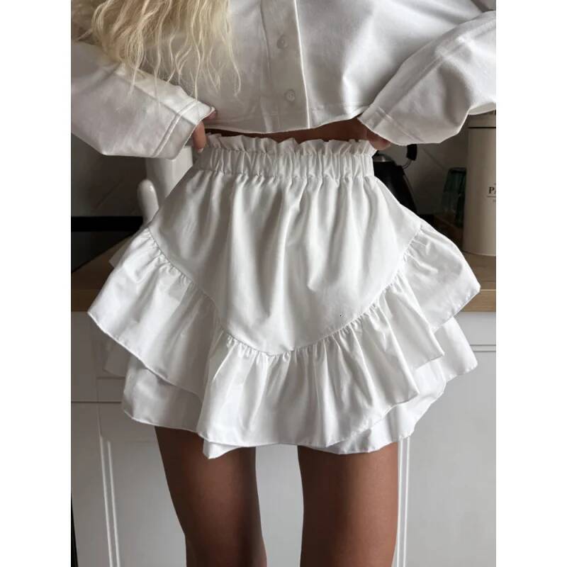 2025 Summer New Women's fashion Sweet Lotus Leaf Edge Cake Skirt Spring/Summer Elegant Street Photography Leisure Vacation Office Commuting Flowe