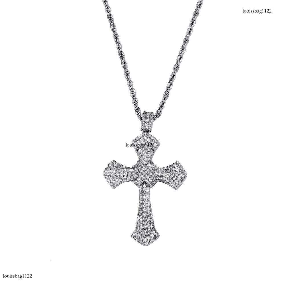 Hip Hop T Square Moissanite chain Cross Pendant Trendy Unisex Fashion Personality Necklace Accessory