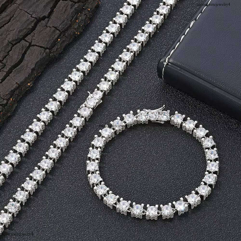 NUOYA Hip Hop Jewelry 6MM New Style Bling Zircon Gold Plated Single Row Tennis Chain Suitable for Men and Women