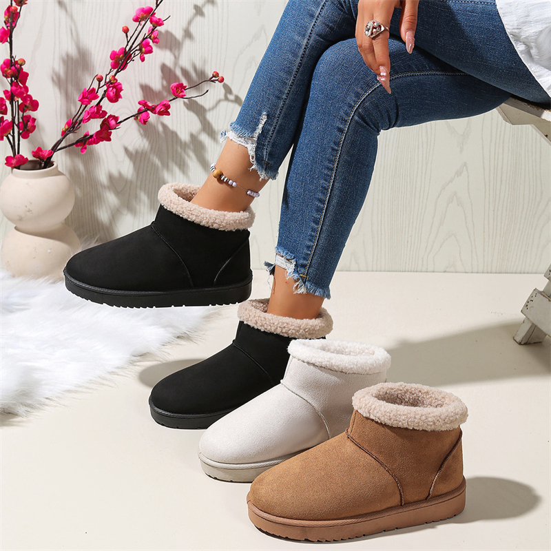 Designer shoes free shipping new Outdoor trainer winter plush platform non-slip snow boots for women's keep warm short boots black white