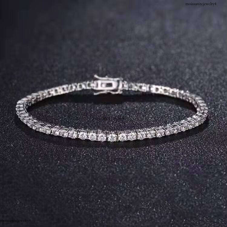 Tennis Chain Sterling Sier 2mm 3mm Melee GRA Moissanite Dia Women's Bracelet Necklace Hiphop Jewelry