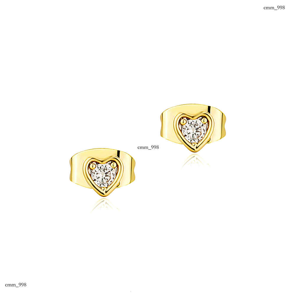 Zircon for Women Sweet Fashion Korean Style Peach Heart Small Earrings Heart-Shaped Dia-Studded Ear Jewelry