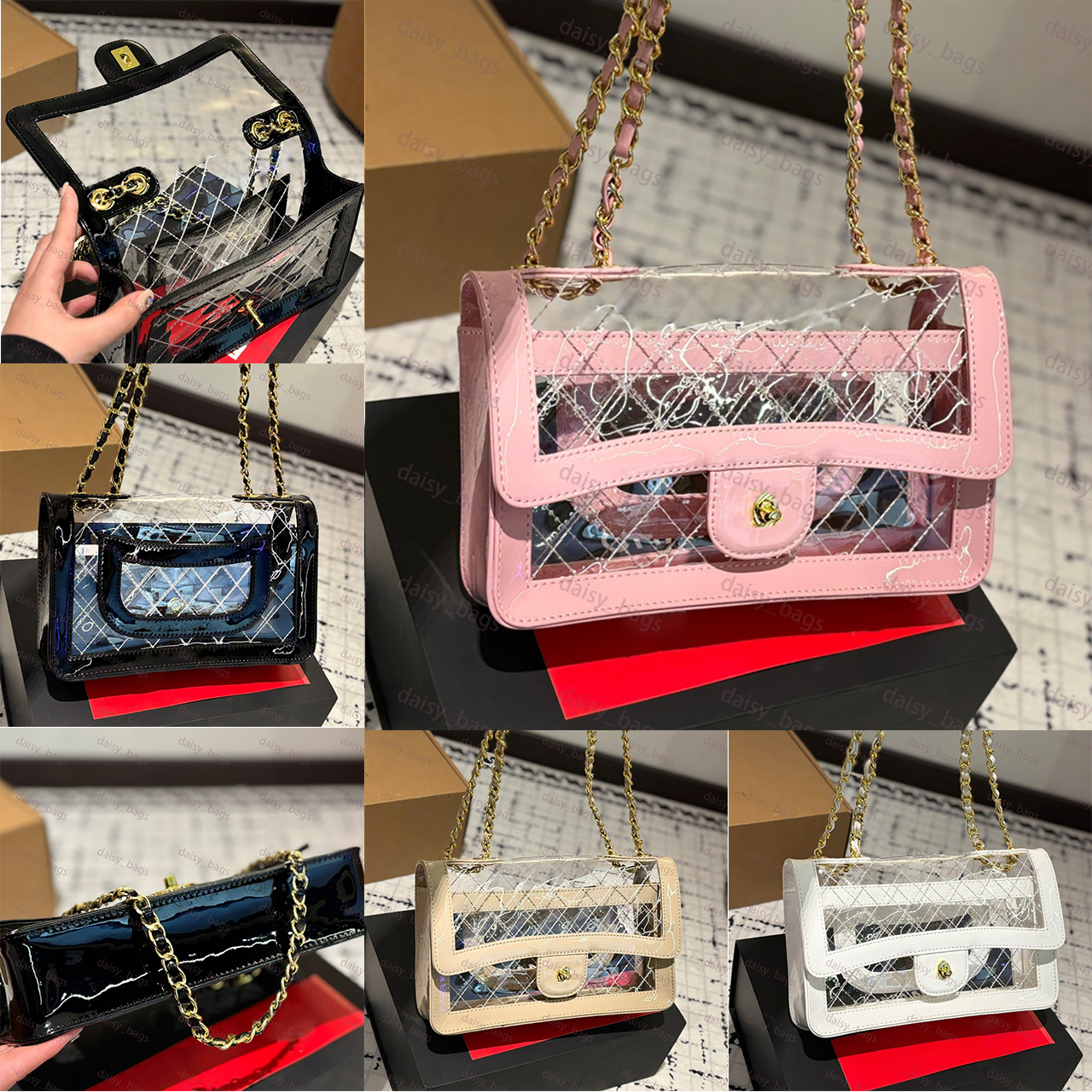 Summer Jelly Bags Womens Transparent Shoulder Bag Designer Leather Luxury Handbags Chain Totes Crossbody Bag Fashion Clear Purses CRD2504303F17