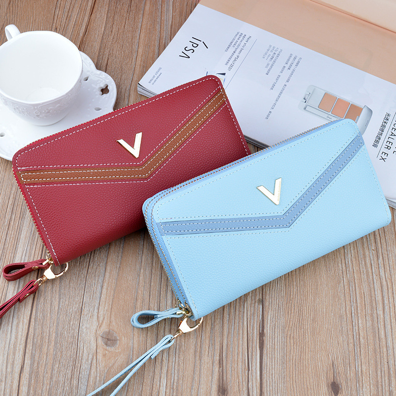 New Women's Wallet Long Double Zipper Clutch Fashion Color Block Large Designer Bag Capacity Double Layer Wallet Luxury Bag Coin Purse Phone Bag