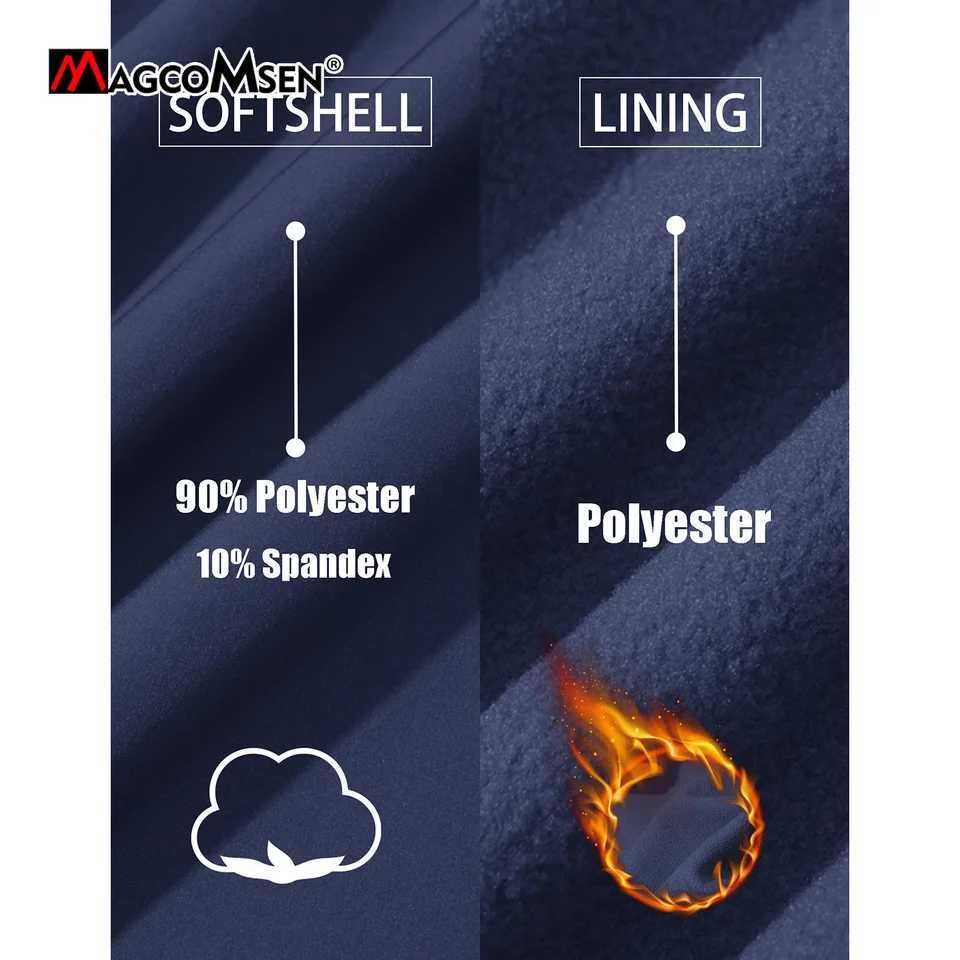 Magcomsen Mens Fleece Softshell Jackets Waterproof Full Zip Winter Working Jacket Outdoor Trekking Hiking Jacket Windbreaker W250809