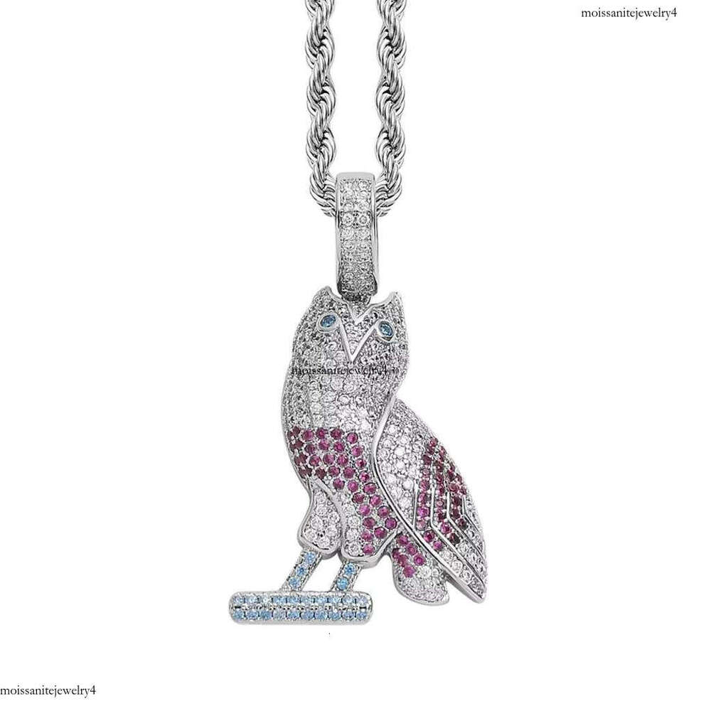 Men's Women's Elegant Hiphop Fine Jewelry Iced-Out with Zircon Owl Pendant in Sier and Gold Pendants & Charms Gift