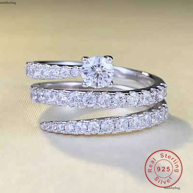 Choucong Ins Top Sell Wedding Rings Simple Fine Jewelry Genuine 100% Sterling Sier Round Cut White Lab Moissanite Dia Women Wrap Open Ring Adjustable 