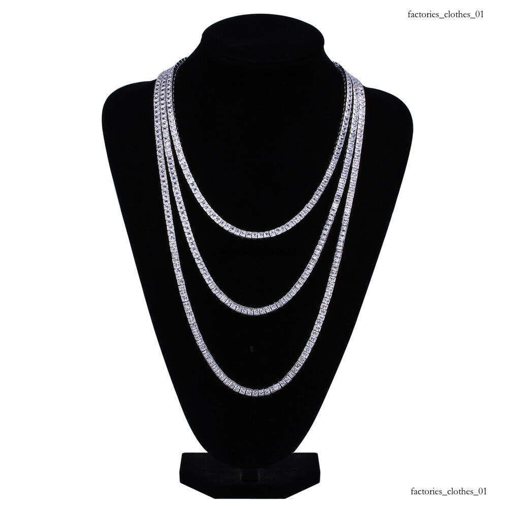 Hip-Hop Jewelry 6MM Single Row Square Tennis Chain Necklace Sterling Silver Inlaid Moissanite chain Full Dia Bracelet Accessories