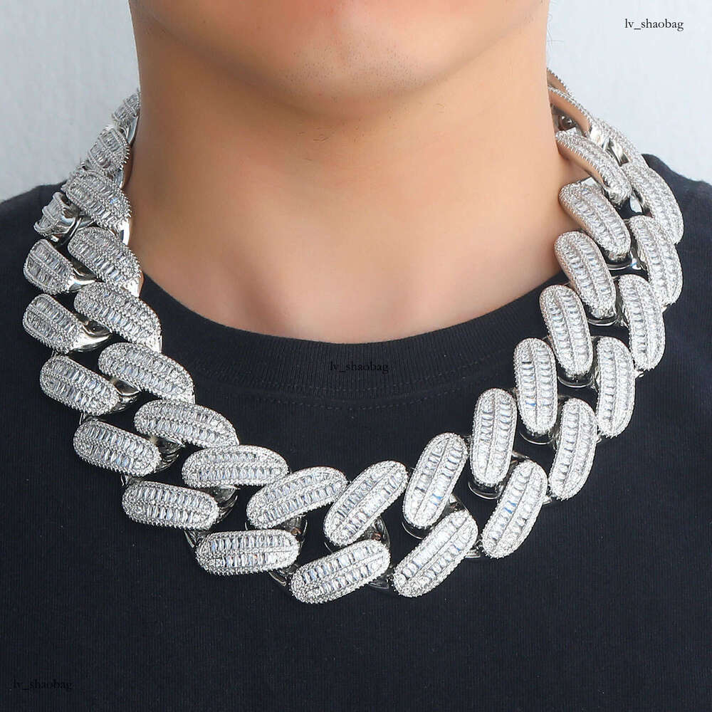 40mm Large Cuban Chain Full T Square Moissanite chain Real Gold Plated Hip Hop Punk Men's Personality Necklace