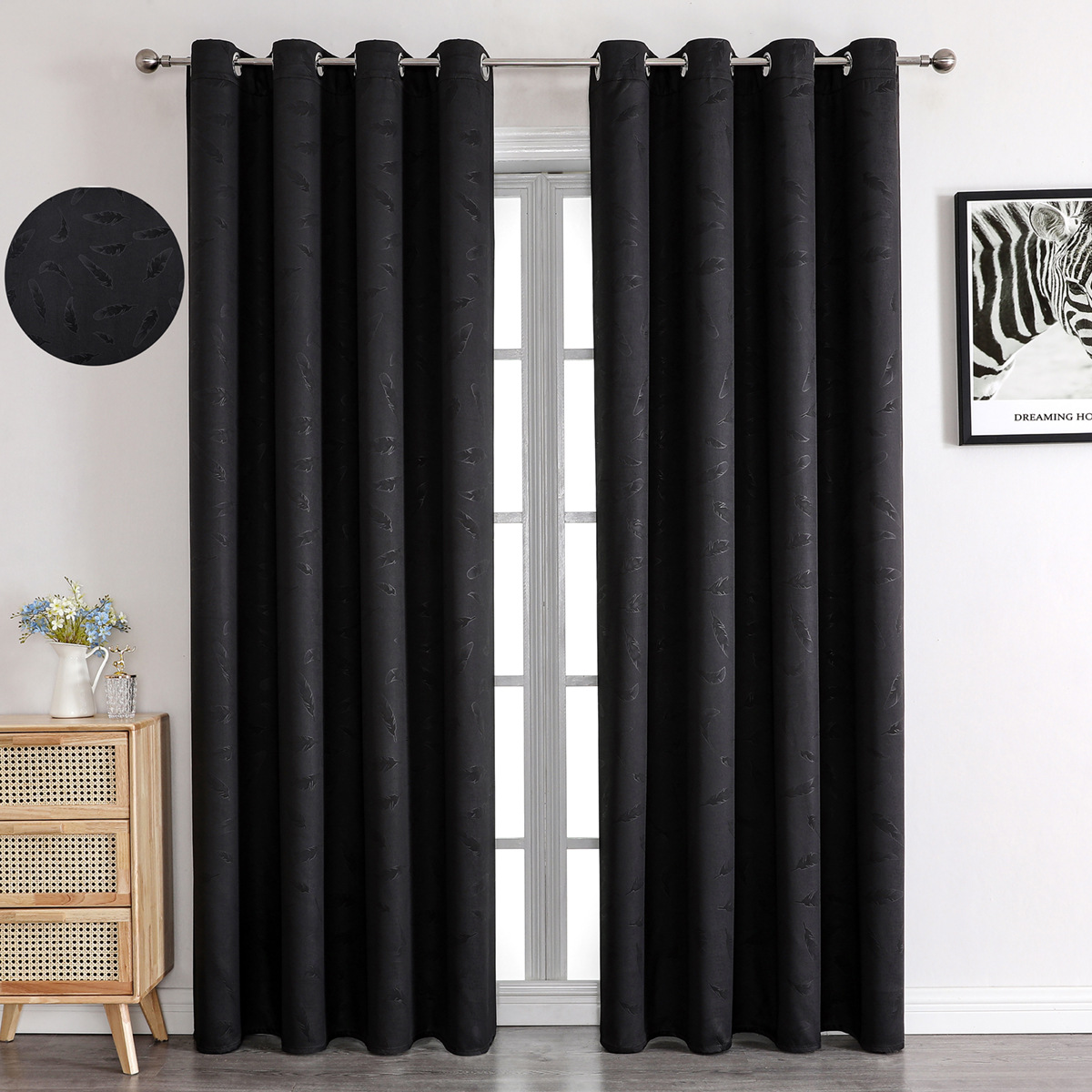 YL-36869 thick double-sided linen blackout curtain project hotel school sound insulation heat insulation blackout cotton linen curtain finished produc