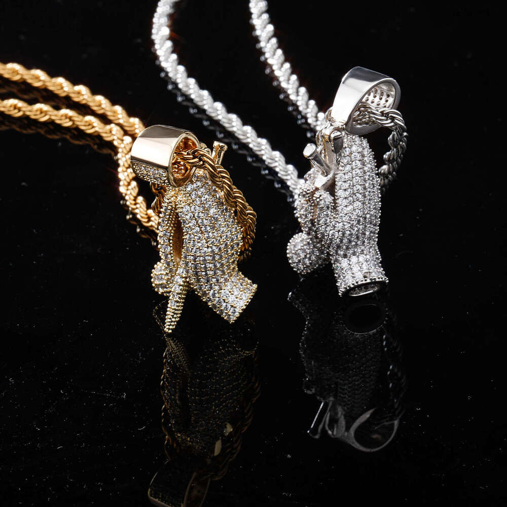 Minimalist Internet Celebrity Style Trendy Sterling Silver Necklace with Inlaid Dias Hip-Hop Jewelry for Men Prayer Pendant