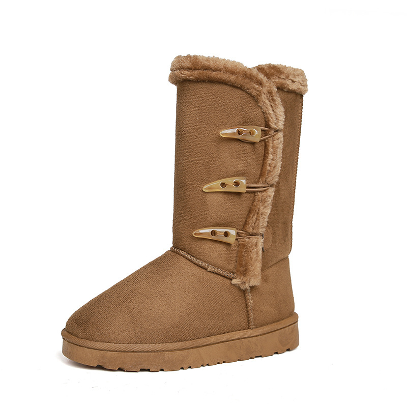 Designer free shipping new Outdoor trainer winter soled plush thick snow for women's keep warm Versatile long boots black coffee yellow