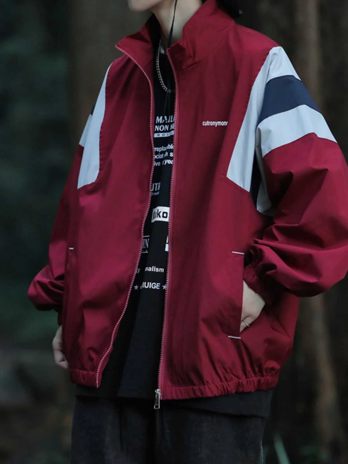 Japanese Color-blocking Jacket Mens Spring and Autumn Outdoor Functional Mountaineering Suit Trendy Loose Couple Work Jacket W250809