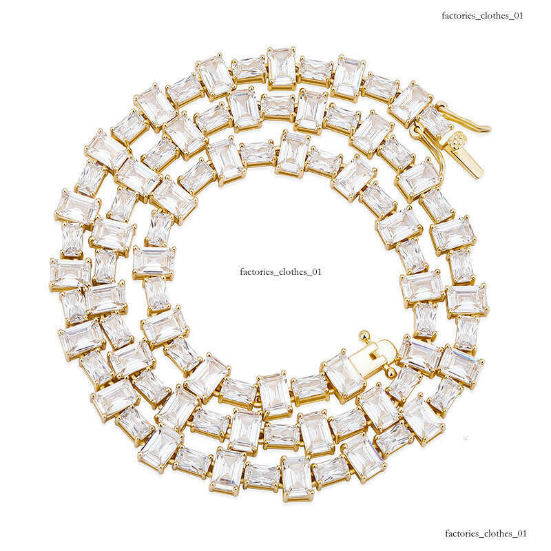 Trendy Color-Block 6MM Cubic Moissanite chain Necklace Simple Personality Hip-Hop Moissanite chain Collarbone Unisex Sweater Chain