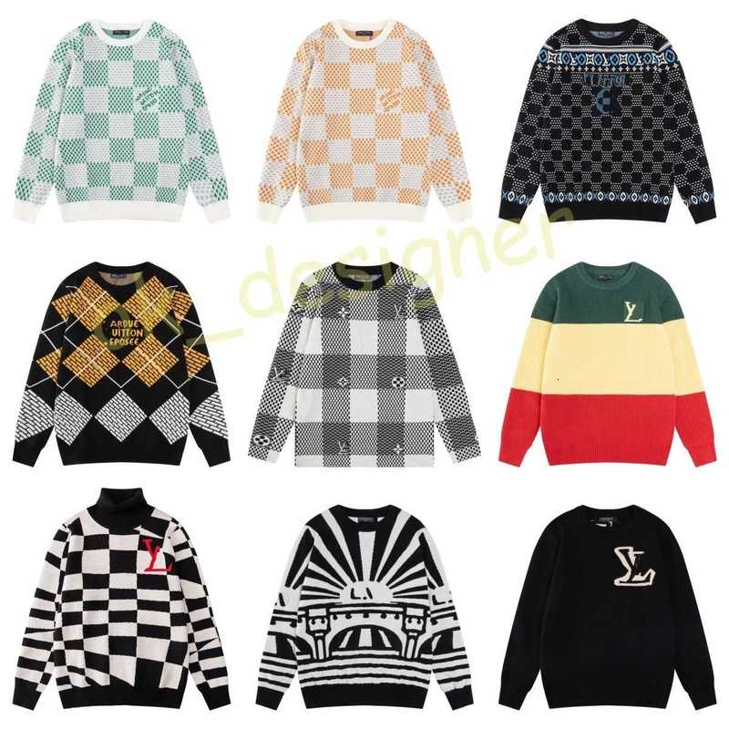 Designer Men's Sweaters High Version 2025 Autumn New Checkered Letter Jacquard Knitted Long Sleeve Sweater Loose Fit Unisex top fashion sweaters for men