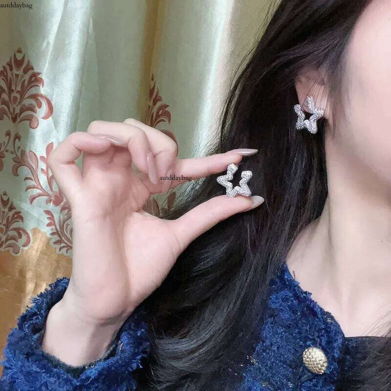 2025 Choucong Korean Ins Top Sell Jewelry Sterling Sier Pave White 5A Cubic Zircon CZ Dia Party Elegant Lady Women Star Stud Earring Gift