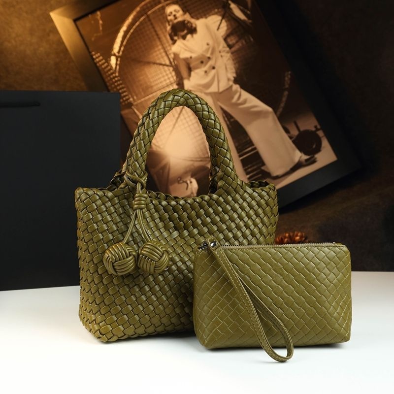 Free Shipping Designer Luxury Woven Small Bag New Elegant Crossbody Mother-daughter Bag Genuine Leather Women's Fashion Tote Shoulder Handbag Cas