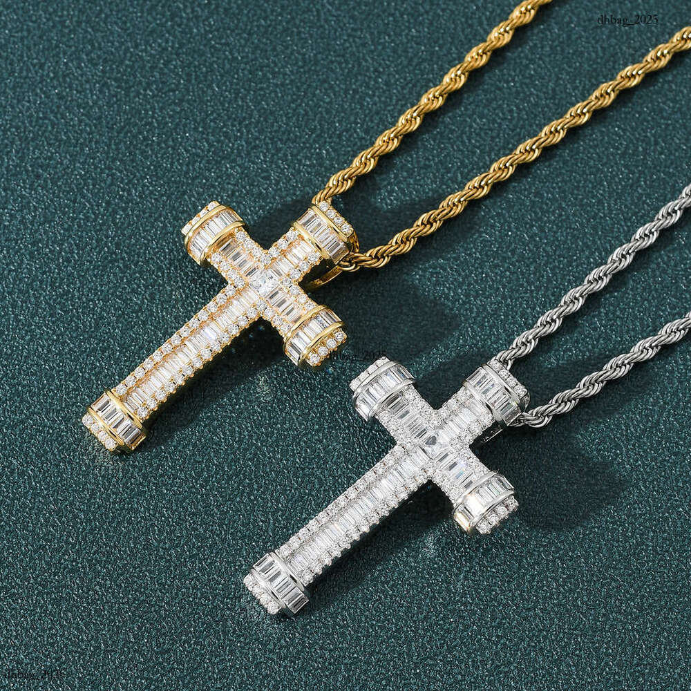 Square Moissanite chain Cross Personality Hip Hop Men's Pendant Accessory
