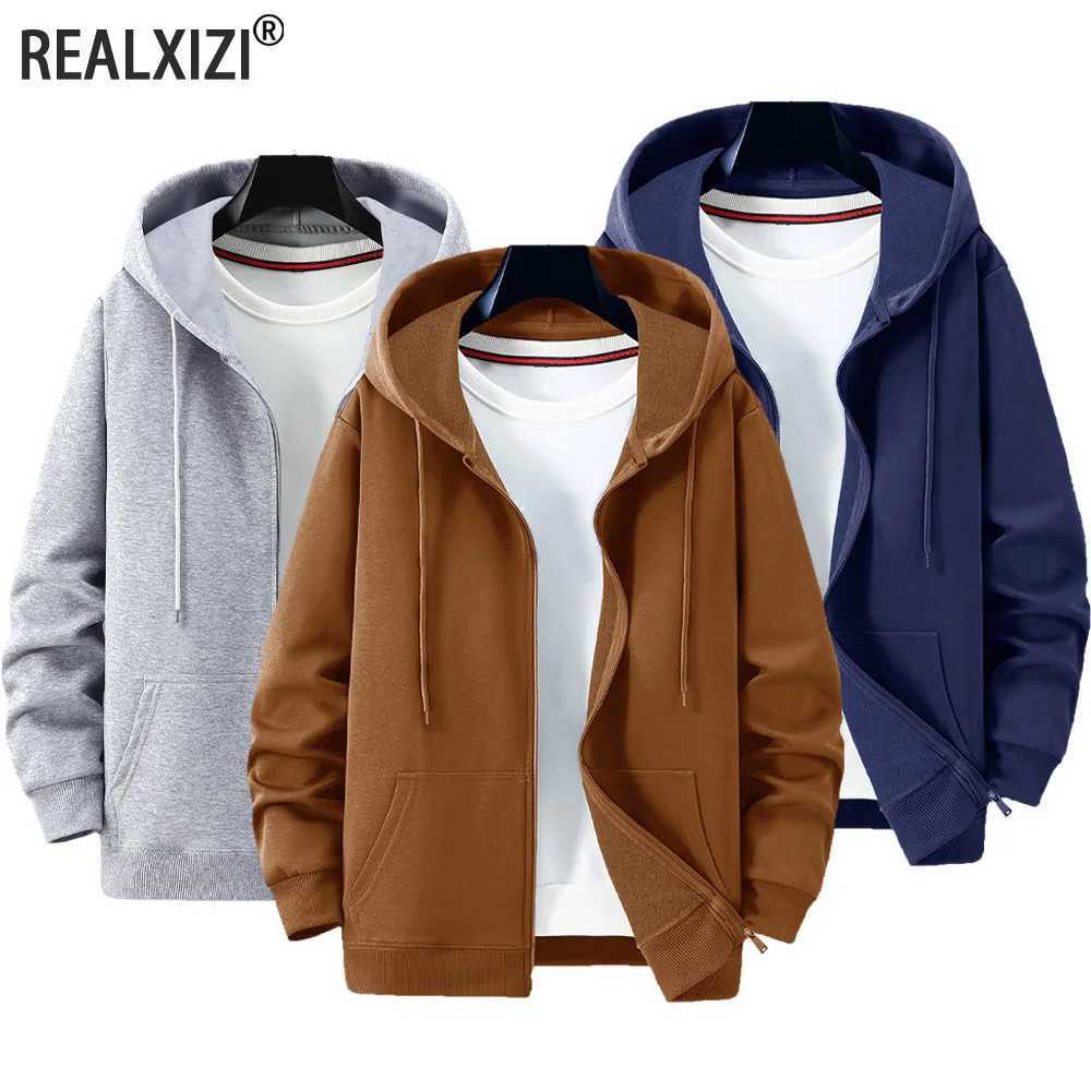 Mens Casual Sports Zipper Hooded Jacket Solid Color Hooded Sweatshirts Mens Cardigan Coat Casual Male Jacket Sportswear W250809
