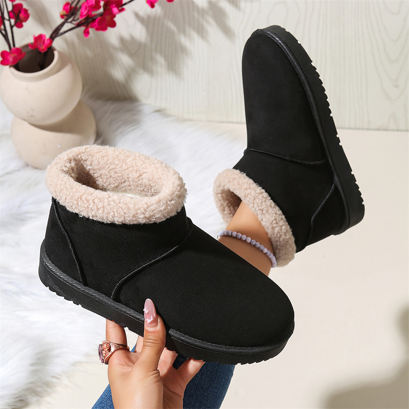 Designer shoes free shipping new Outdoor trainer winter plush platform non-slip snow boots for women's keep warm short boots black white