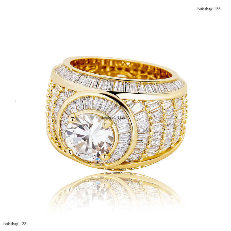 New Full Zircon Cluster Shape Jewelry Hip-Hop Trendy Men's Ring Bling
